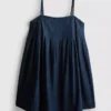Minivestido babydoll de denim de algodón