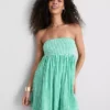 Minivestido bandeau de algodón a cuadros vichy