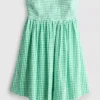 Minivestido bandeau de algodón a cuadros vichy