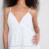 Minivestido de algodón con cuello en V y volantes