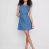 Minivestido de denim de algodón con corte en A