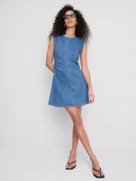 Minivestido de denim de algodón con corte en A
