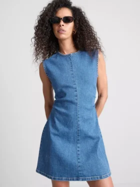 Minivestido de denim de algodón con corte en A