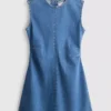 Minivestido de denim de algodón con corte en A