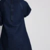 Minivestido de denim de algodón con mangas abullonadas