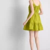 Minivestido de popelín con volantes y tirantes