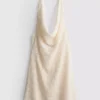 Minivestido halter de ganchillo con cuello vuelto
