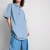 Minivestido recto de denim de algodón con cuello