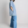 Minivestido recto de denim de algodón con cuello