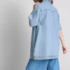 Minivestido recto de denim de algodón con cuello