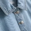 Minivestido recto de denim de algodón con cuello