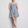 Minivestido tipo corsé de cuadros vichy