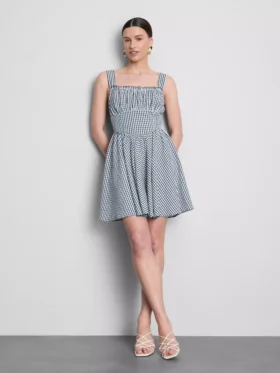 Minivestido tipo corsé de cuadros vichy