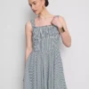 Minivestido tipo corsé de cuadros vichy