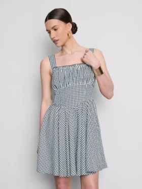 Minivestido tipo corsé de cuadros vichy