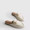 Mules de piel sintética con detalle de bocado de montura