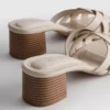 Mules de tacón grueso con tejido de imitación de piel