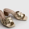 Mules de tacón grueso con tejido de imitación de piel