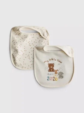 Pack de 2 baberos envolventes «Born in 2026»