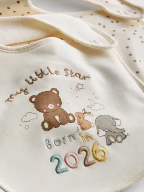 Pack de 2 baberos envolventes «Born in 2026»