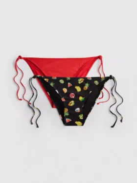Pack de 2 braguitas de bikini estampadas con lazo lateral