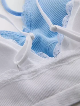 Pack de 2 bralettes sin costuras con ribete de encaje