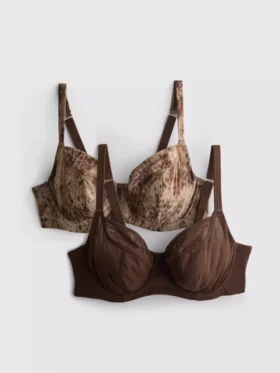 Pack de 2 sujetadores con aros, de malla estampada, tallas D-H