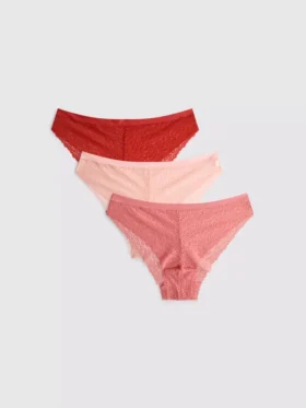 Pack de 3 braguitas brasileñas de encaje integral