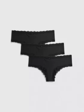 Pack de 3 braguitas de talle bajo con ribete de encaje