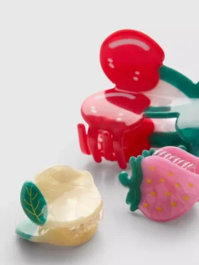 Pack de 3 pinzas para el pelo con forma de fruta