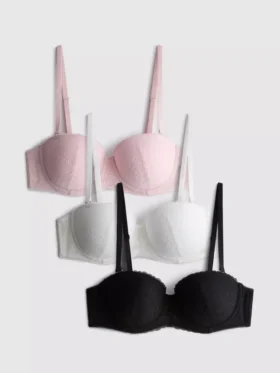 Pack de 3 sujetadores balconette de encaje integral