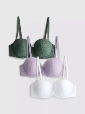 Pack de 3 sujetadores balconette de encaje, tallas A-E