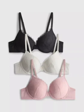 Pack de 3 sujetadores push-up totalmente de encaje