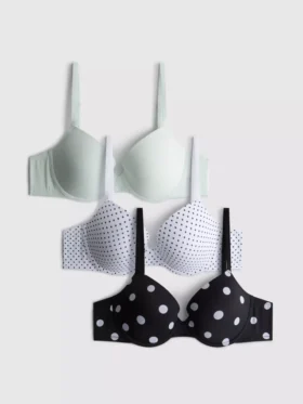 Pack de 3 sujetadores tipo camiseta estampados de la A a la E