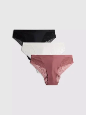 Pack de 3 tangas brasileñas con detalles de encaje