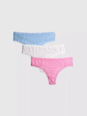 Pack de 3 tangas de encaje integral