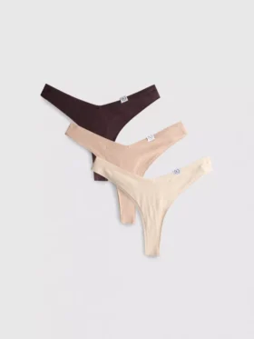 Pack de 3 tangas Miami acanaladas con alto contenido en algodón