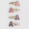Pack de 4 pinzas para el pelo con iniciales y cierre a presión