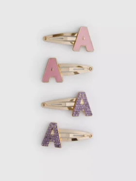 Pack de 4 pinzas para el pelo con iniciales y cierre a presión