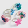 Pack de 5 anillos con colgantes de Stitch de Disney