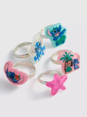 Pack de 5 anillos con colgantes de Stitch de Disney