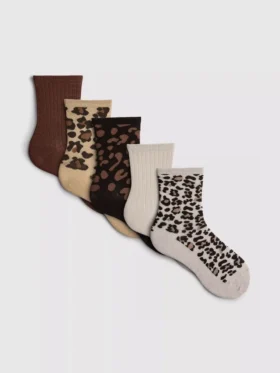 Pack de 5 pares de calcetines cortos con estampado animal