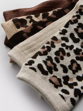Pack de 5 pares de calcetines cortos con estampado animal