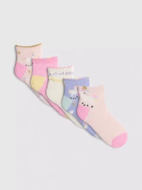 Pack de 5 pares de calcetines cortos con estampado de unicornio