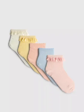 Pack de 5 pares de calcetines de media caña con volantes acanalados