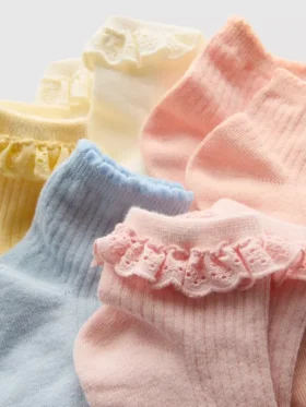 Pack de 5 pares de calcetines de media caña con volantes acanalados