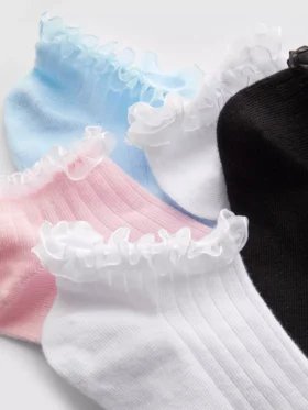 Pack de 5 pares de calcetines de zapatillas con ribete de tul