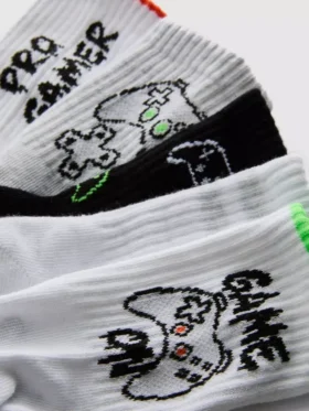 Pack de 5 pares de calcetines tobilleros con estampado de juegos