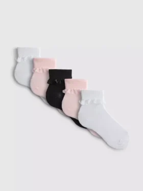 Pack de 5 pares de calcetines tobilleros con ribete de tul