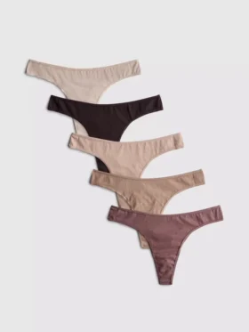 Pack de 5 tangas de algodón en tonos neutros